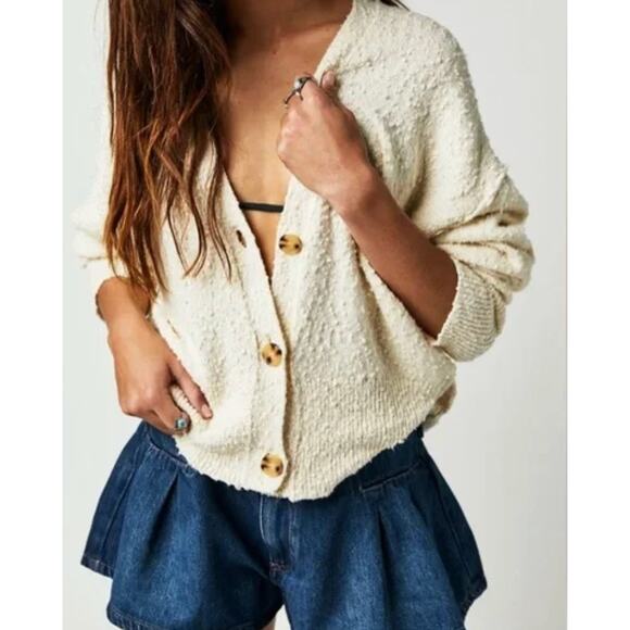 Free People Sweaters - Free People Found My Friend Cardigan Sweater Ivory Boucle Medium